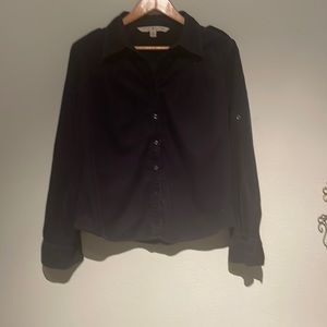 Tommy Hilfiger Corduroy Button Down Shirt Women’s Size M Navy Blue